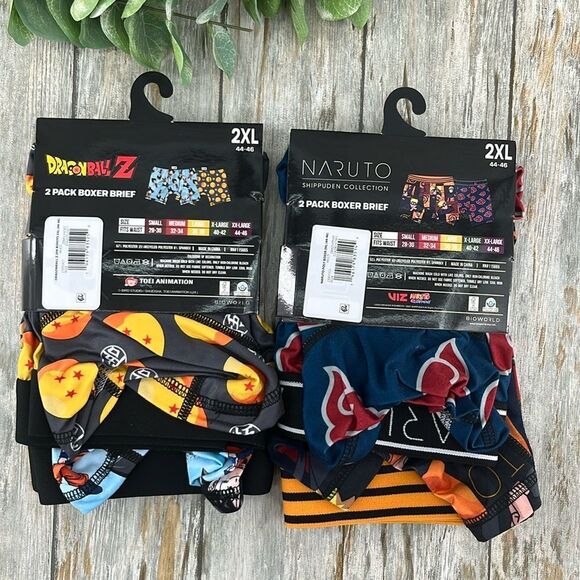 Men’s Naruto Shippuden & Dragonball Z Boxer Briefs Underwear2, 2-Pack, Size 2XL - Picture 2 of 10